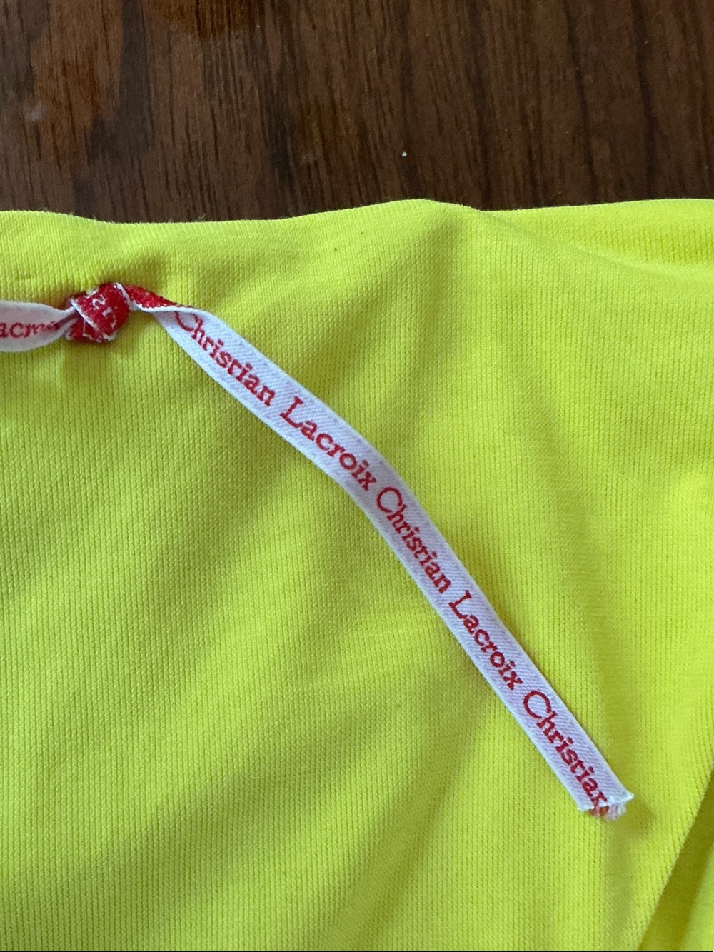 Christian Lacroix Neon Yellow Top with White Ribbon Accent